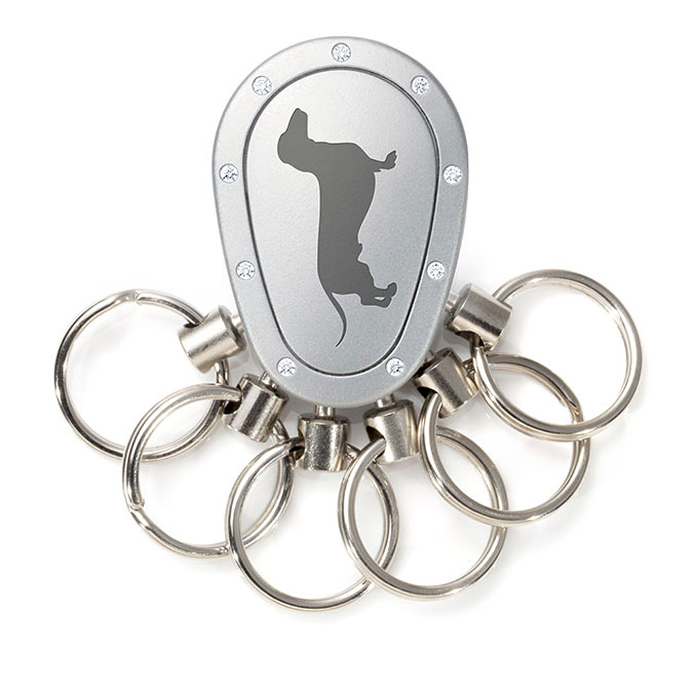 Spikey Motiv Kurzhaardackel, Chrom matt Swarovski