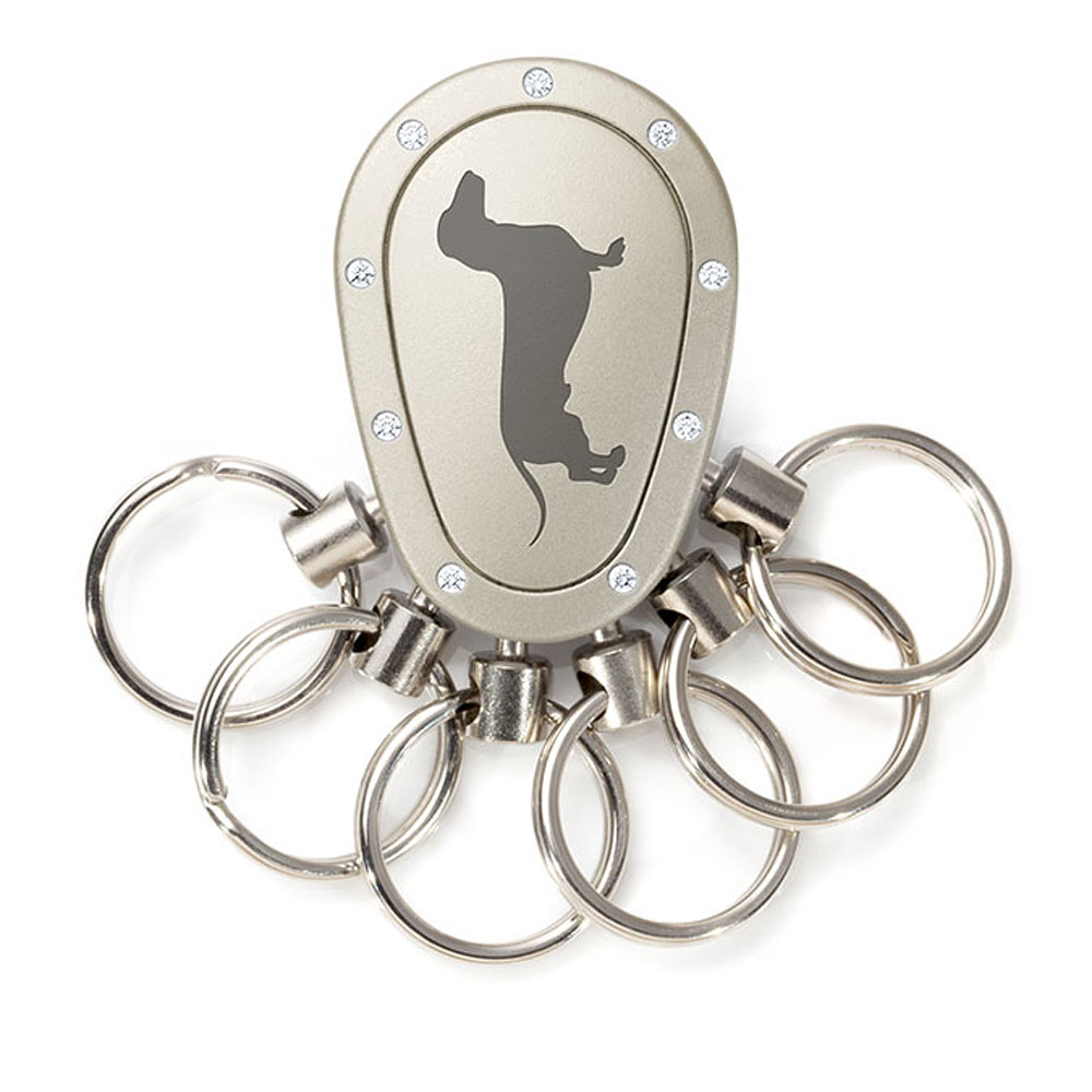 Spikey Motiv Kurzhaardackel, Nickel matt Swarovski